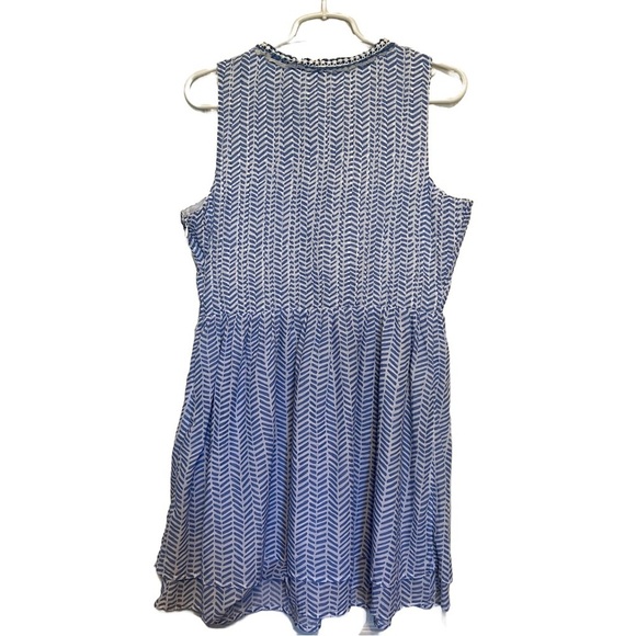 Vineyard Vines - Women's Size S Blue Chevron Fringe Pintuck Sleeveless Dress - Picture 6 of 12